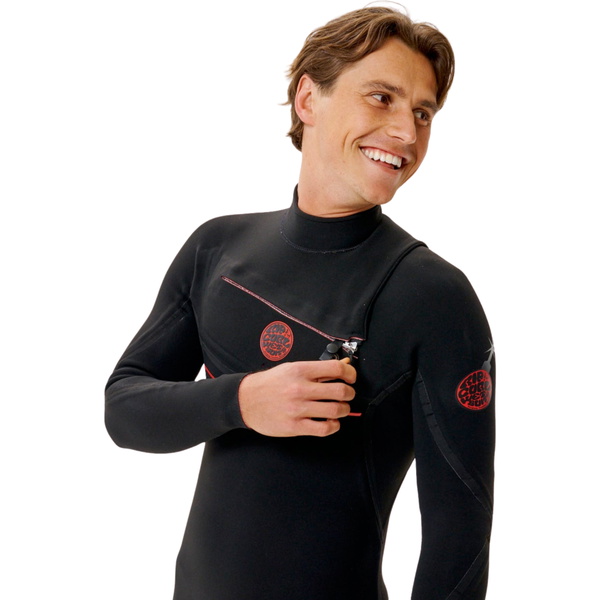 2026 Rip Curl Heren Flashbomb Fusion 3/2mm Borst Ritssluiting Wetsuit 177MFS - Black
